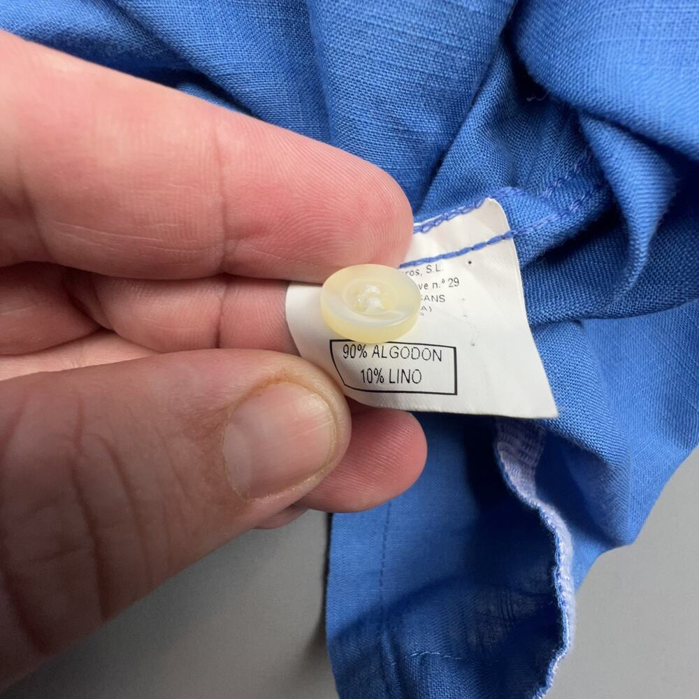 Relaxed Blue Linen-Blend Button Up - Picture 8 of 8